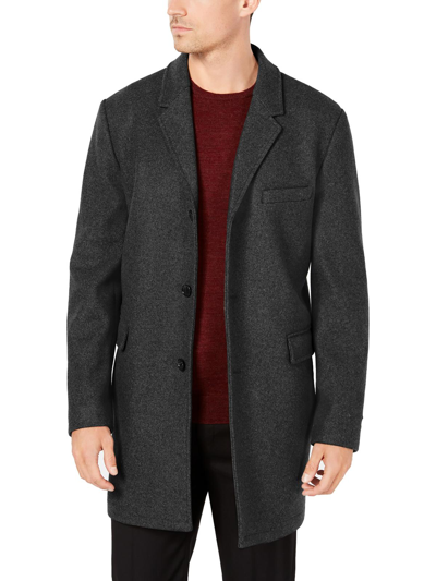 Michael Kors Ghent Mens Wool Blend Slim Fit Overcoat In Charcoal