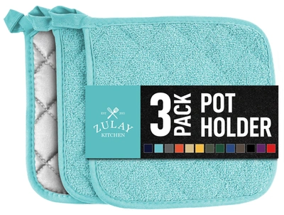 Zulay Kitchen 3-pack Pot Holders For Kitchen Heat Resistant Cotton In Multi