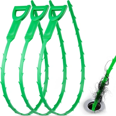 Zulay Kitchen 3 Pack 20-inch Plumbing Snake Drain Clog Remover In Green