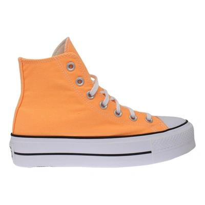 Converse Orange Chuck Taylor All Star Lift Platform Sneakers In Peach Beam/black/white