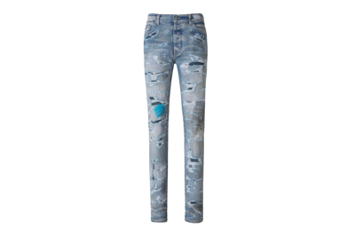 Pre-owned Amiri Distressed Mid-rise Jeans Blue