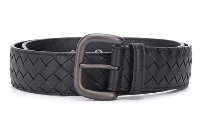 Pre-owned Bottega Veneta Hand Woven Soft Nappa Leather Belt Black