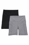 Yogalicious Set Of 2 Lux High Waist Side Pocket Bike Shorts In Night Owl Black