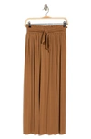 Forgotten Grace Tie Waist Pleated Paperbag Skirt In Camel
