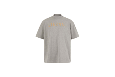 Pre-owned Fear Of God Eternal Logo-flocked Cotton T-shirt Grey