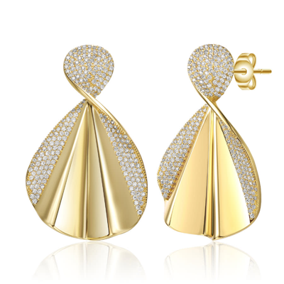 Rachel Glauber 14k Gold Plated Cubic Zirconia Dangle Earrings In Gold-tone