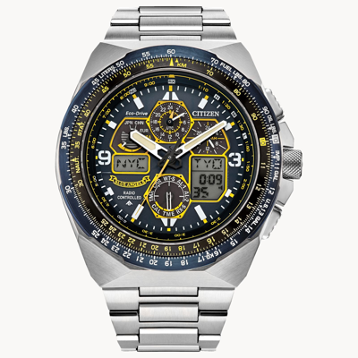 Citizen Eco-drive Men's Chronograph Promaster Blue Angels Air Skyhawk Stainless Steel Bracelet Watch 46mm