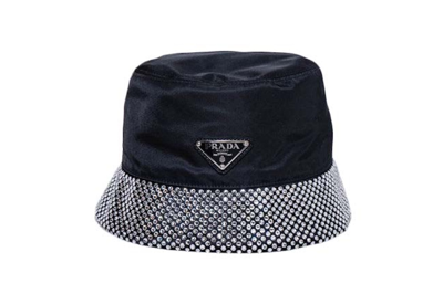 Pre-owned Prada Logo Plaque Embellished Bucket Hat Black