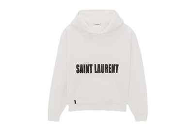 Pre-owned Saint Laurent Agafay Logo Hoodie White
