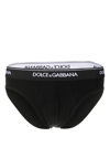 Dolce & Gabbana Elasticated Waistband Ribbed Briefs In Black