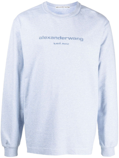 Alexander Wang Logo印花棉t恤 In Blue