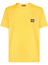 Dolce & Gabbana T-shirt Mit Logo-schild In Yellow & Orange