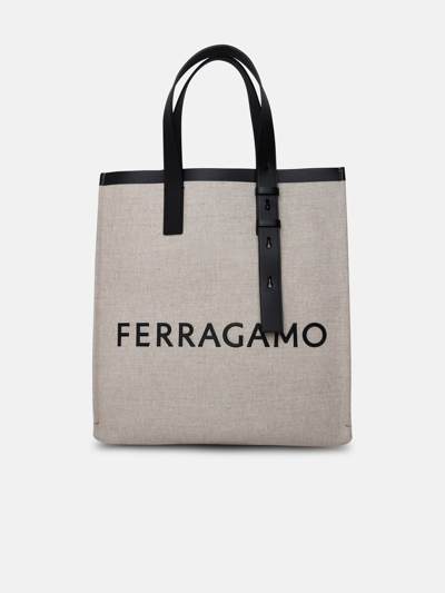 Ferragamo Shopping Logo In Beige