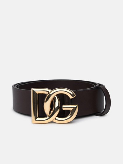 Dolce & Gabbana Dg Crossed Logo Belt In Brown