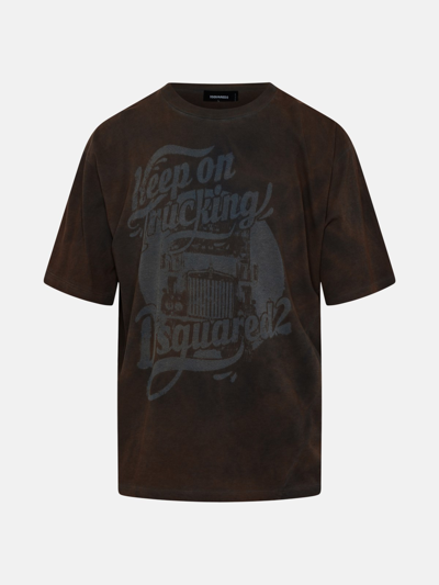 Dsquared2 T-shirt Stampa In Brown
