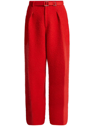 Zegna Straight-leg Wool-blend Trousers In Red