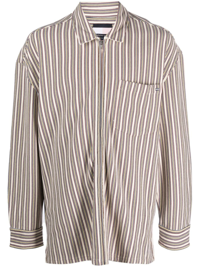 Tommy Jeans Xmr Jersey Zip-up Shirt In Neutrals
