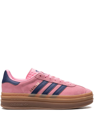 Adidas Originals Adidas Womens Pink Blue Gum Gazelle Bold Brand-stripe Suede Low-top Trainers