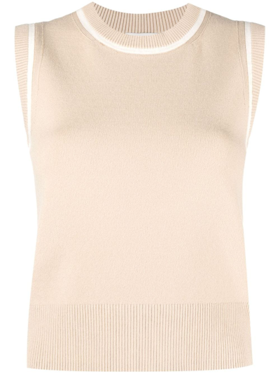 Claudie Pierlot Contrasting-border Knitted Wool Top In Neutrals