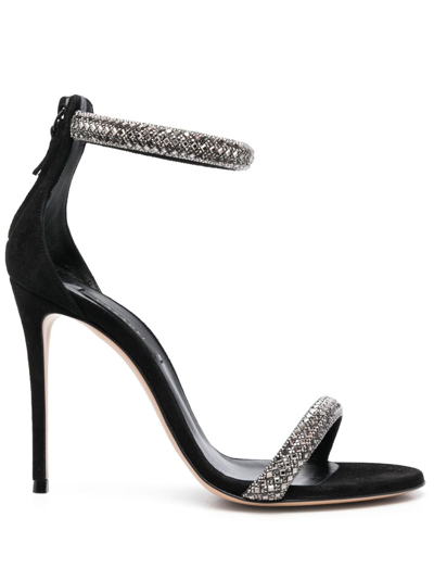 Casadei Scarlet Stratosphere 100mm Crystal-embellished Sandals In Black