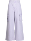 Self-portrait Mid-rise Denim Cargo Jeans In Purple