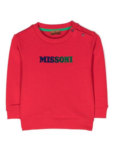 Missoni Babies' Logo-print Cotton Sweatshirt In Red