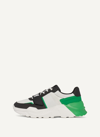 Dkny Men's Mixed Media Runner With Front Logo Strap Sneakers In Green