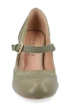 Journee Collection Womens Siri Medium And Wide Width Round Toe Block Heel Mary Jane Pumps In Olive