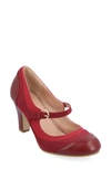 Journee Collection Womens Siri Medium And Wide Width Round Toe Block Heel Mary Jane Pumps In Wine