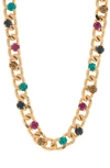 Tasha Crystal Chain Link Necklace In Gold/ Multi