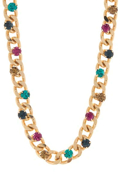 Tasha Crystal Chain Link Necklace In Gold/ Multi