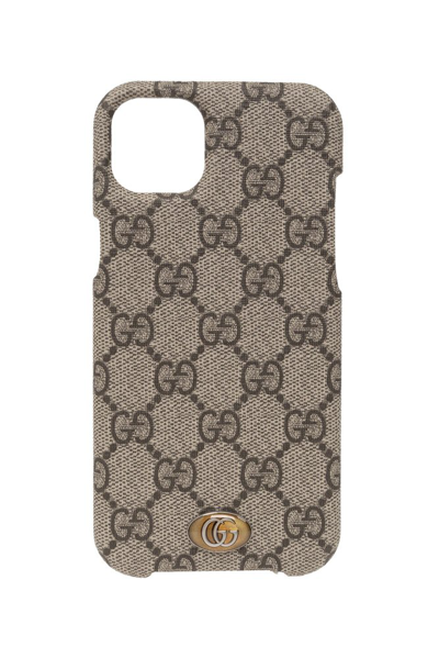 Gucci Logo Plaque Ophidia Iphone 14 Pro Case In Beige