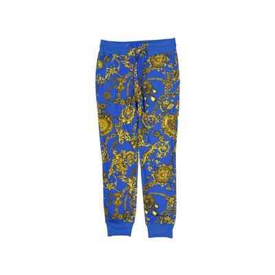 Versace Jeans Couture Baroque Pattern Trousers In Blue