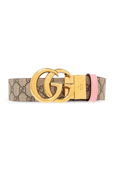 Gucci 30mm Gg Marmont Reversible Belt In Ebony,pink