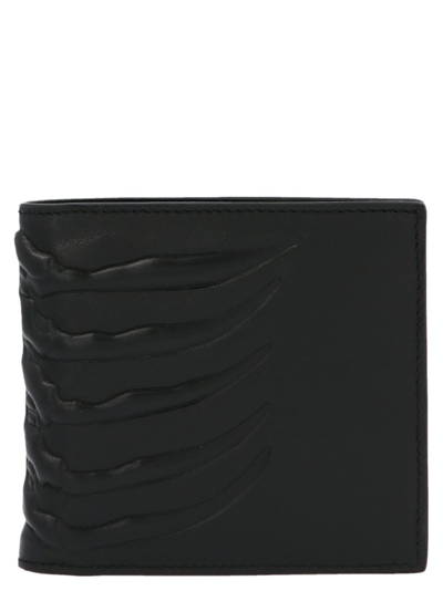 Alexander Mcqueen Rib Cage Bifold Wallet In Black