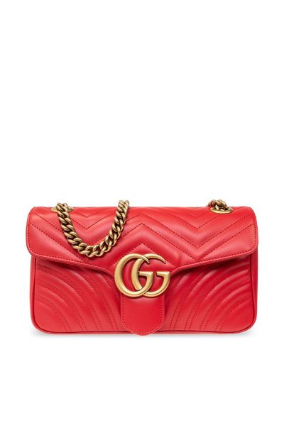 Gucci Gg Marmont Small Shoulder Bag In Red