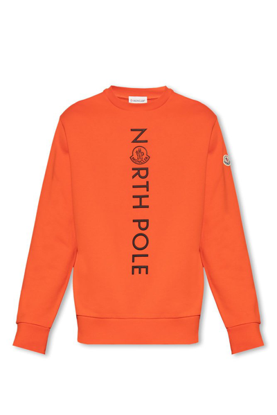 Moncler Logo Cotton-blend Sweater In Orange
