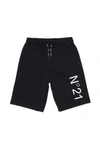N°21 Kids' Logo Printed Cotton Shorts In Black