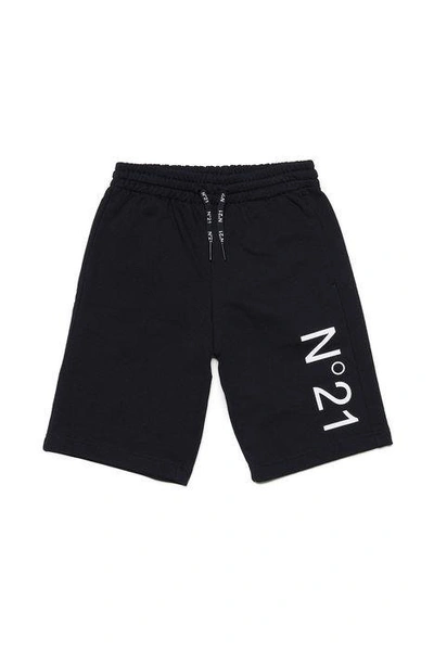 N°21 Kids' Logo-print Jogger Shorts In Black