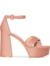 Gianvito Rossi Crisscross Block-heel Platform Sandals In Pink