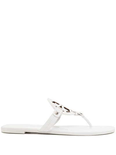 Tory Burch Miller Cut-out Leather Flip-flops In White