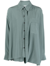 Victoria Beckham Double-layered Silk Shirt In Grün