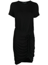 Veronica Beard Hannock Ruched Jersey Minidress In Schwarz