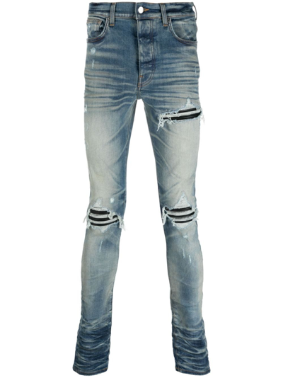 Amiri Distressed Skinny Jeans In Blau