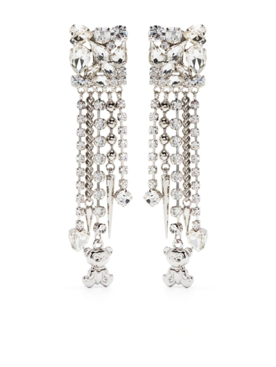 Alessandra Rich Crystal-embellished Chandelier Earrings In Crystal,silver