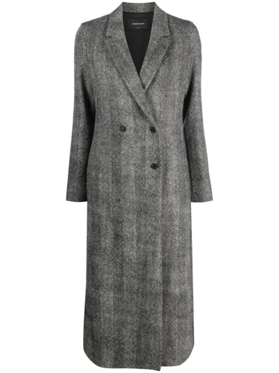 Fabiana Filippi Herringbone Double-breasted Virgin-wool Coat In Black