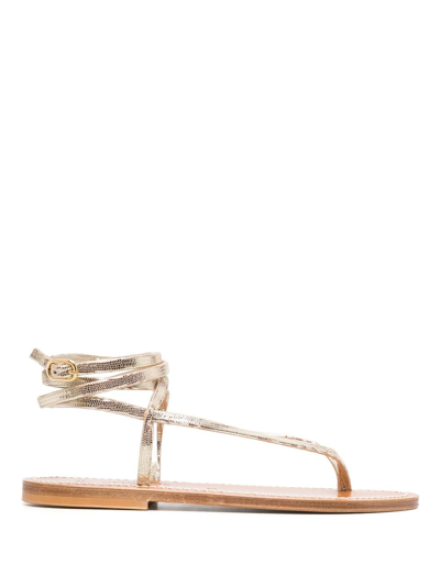 K.jacques Abako Metallic Leather Sandals In Gold