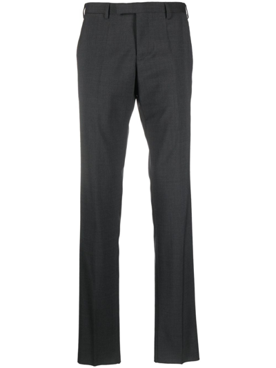 Emporio Armani Mid-rise Wool Tailored Trousers In Grau