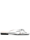 GANNI METALLIC-FINISH KNOT-DETAIL FLATS