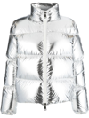 Moncler Metallic Puffer Jacket In Silver